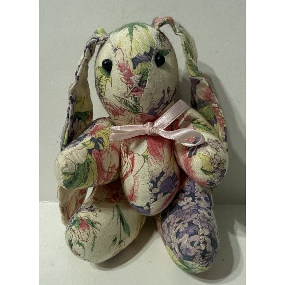 Vtg 5" Woodland Hills Brianna Garden Floral Plush Bunny Rabbit Easter Applause - Picture 5 of 8
